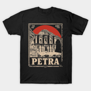 Petra Jordan - Vintage Japanese-Style Ancient Wonder Art T-Shirt