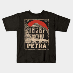 Petra Jordan - Vintage Japanese-Style Ancient Wonder Art Kids T-Shirt