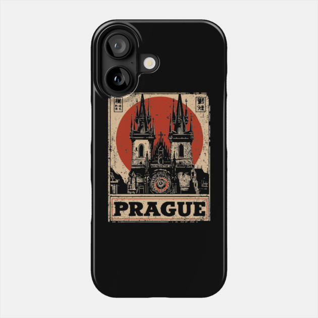 Prague Astronomical Clock - Vintage Japanese-Style Czech Travel Art Phone Case by TuncGK
