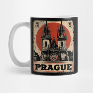 Prague Astronomical Clock - Vintage Japanese-Style Czech Travel Art Mug