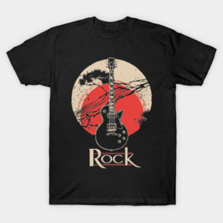 Rock Guitar - Vintage Japanese-Style Music Art T-Shirt