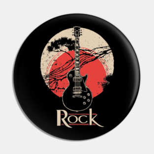Rock Guitar - Vintage Japanese-Style Music Art Pin