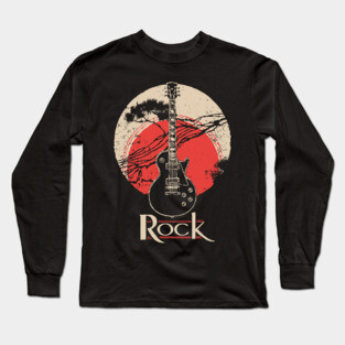 Rock Guitar - Vintage Japanese-Style Music Art Long Sleeve T-Shirt