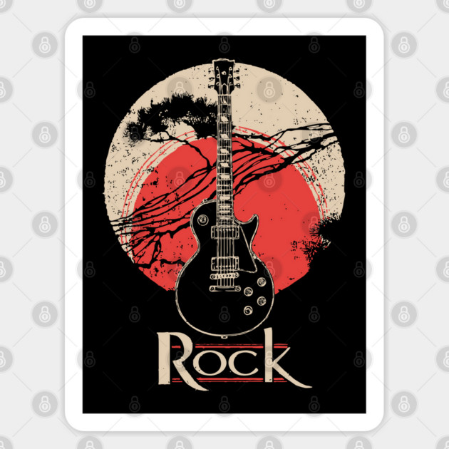 Rock Guitar - Vintage Japanese-Style Music Art Sticker by TuncGK