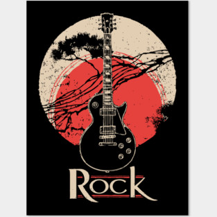 Rock Guitar - Vintage Japanese-Style Music Art Posters and Art