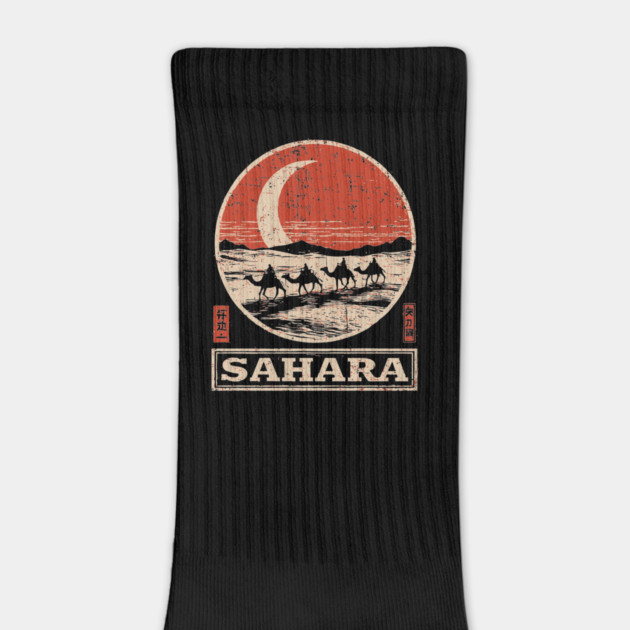 Sahara Desert Caravan - Vintage Japanese-Style Travel Art by TuncGK