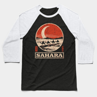 Sahara Desert Caravan - Vintage Japanese-Style Travel Art Baseball T-Shirt