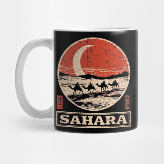 Sahara Desert Caravan - Vintage Japanese-Style Travel Art by TuncGK