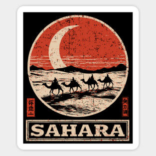 Sahara Desert Caravan - Vintage Japanese-Style Travel Art Sticker