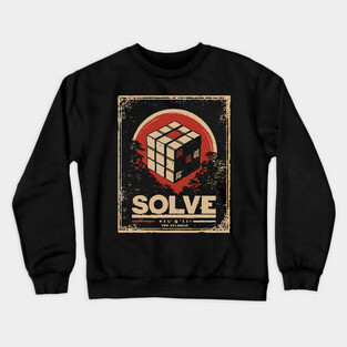 Solve Puzzle Cube - Vintage Japanese-Style Puzzle Art Crewneck Sweatshirt