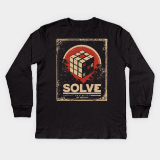 Solve Puzzle Cube - Vintage Japanese-Style Puzzle Art Kids Long Sleeve T-Shirt