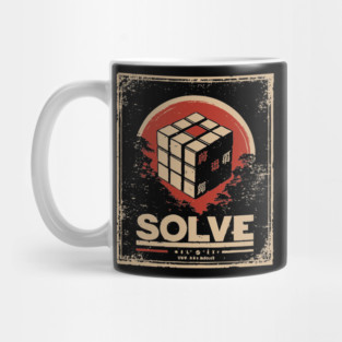 Solve Puzzle Cube - Vintage Japanese-Style Puzzle Art Mug
