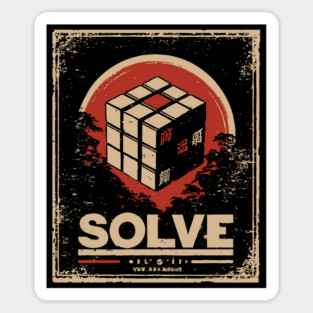 Solve Puzzle Cube - Vintage Japanese-Style Puzzle Art Sticker