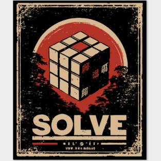 Solve Puzzle Cube - Vintage Japanese-Style Puzzle Art Posters and Art