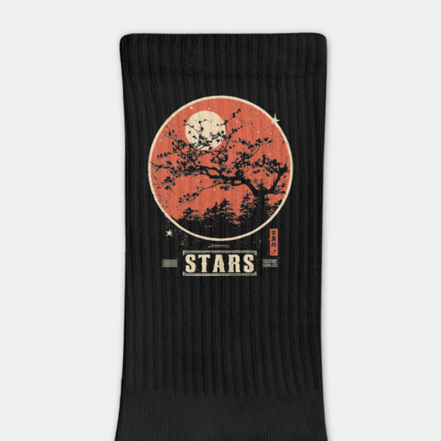 Cherry Blossom Stars - Vintage Japanese-Style Nature Art by TuncGK