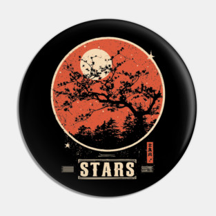 Cherry Blossom Stars - Vintage Japanese-Style Nature Art Pin