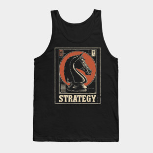 Chess Knight Strategy - Vintage Japanese-Style Game Art Tank Top