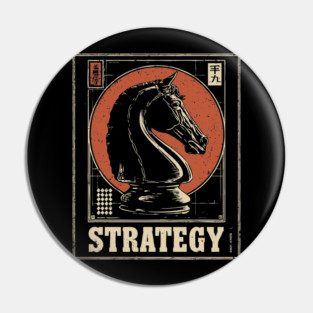 Chess Knight Strategy - Vintage Japanese-Style Game Art Pin
