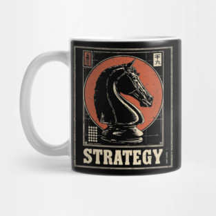 Chess Knight Strategy - Vintage Japanese-Style Game Art Mug