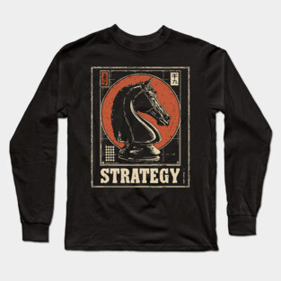 Chess Knight Strategy - Vintage Japanese-Style Game Art Long Sleeve T-Shirt