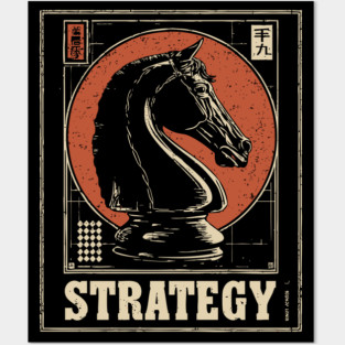 Chess Knight Strategy - Vintage Japanese-Style Game Art Posters and Art