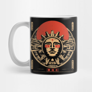 Aztec Sun God - Vintage Japanese-Style Ancient American Art Mug