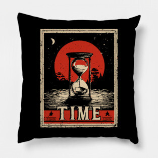 Sands of Time Hourglass - Vintage Japanese-Style Philosophical Art Pillow