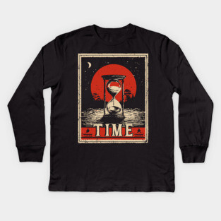 Sands of Time Hourglass - Vintage Japanese-Style Philosophical Art Kids Long Sleeve T-Shirt