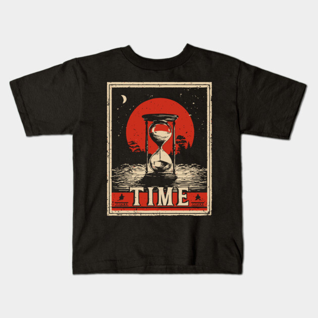 Sands of Time Hourglass - Vintage Japanese-Style Philosophical Art Kids T-Shirt by TuncGK