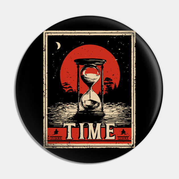 Sands of Time Hourglass - Vintage Japanese-Style Philosophical Art Pin by TuncGK