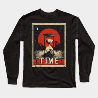 Sands of Time Hourglass - Vintage Japanese-Style Philosophical Art Long Sleeve T-Shirt
