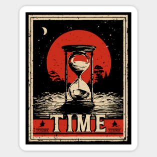 Sands of Time Hourglass - Vintage Japanese-Style Philosophical Art Sticker