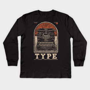 Vintage Typewriter - Japanese-Style Writer's Art Kids Long Sleeve T-Shirt