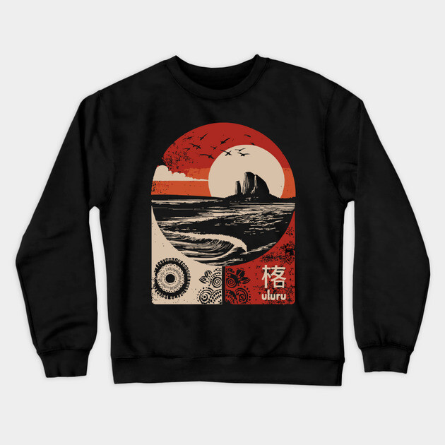 Uluru Sunset - Japanese-Style Australian Outback Art Crewneck Sweatshirt by TuncGK