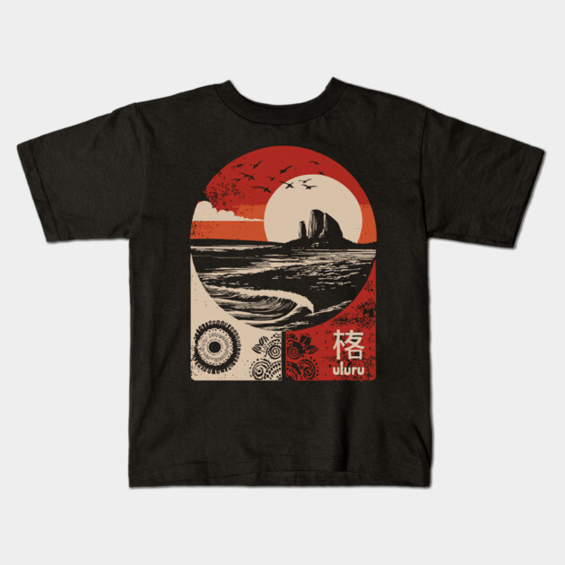 Uluru Sunset - Japanese-Style Australian Outback Art Kids T-Shirt by TuncGK
