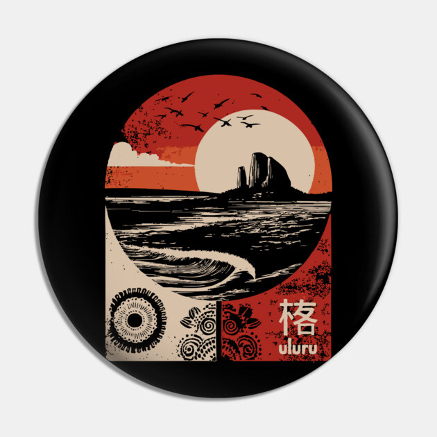 Uluru Sunset - Japanese-Style Australian Outback Art Pin by TuncGK