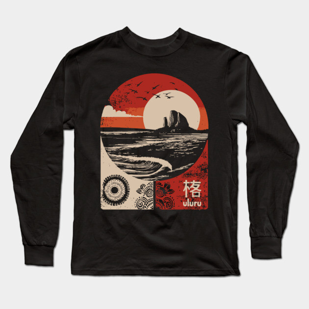 Uluru Sunset - Japanese-Style Australian Outback Art Long Sleeve T-Shirt by TuncGK