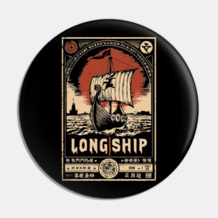 Viking Longship Voyage - Japanese-Style Norse Adventure Art Pin