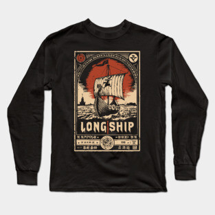 Viking Longship Voyage - Japanese-Style Norse Adventure Art Long Sleeve T-Shirt