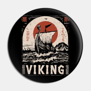 Nordic Viking Ship - Japanese-Style Scandinavian Adventure Art Pin