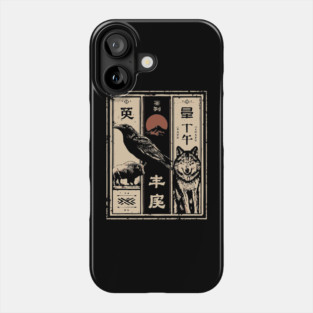 North American Wildlife Triptych - Japanese-Style Nature Art Phone Case