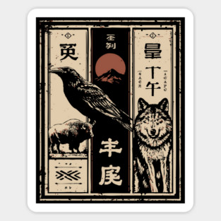 North American Wildlife Triptych - Japanese-Style Nature Art Magnet