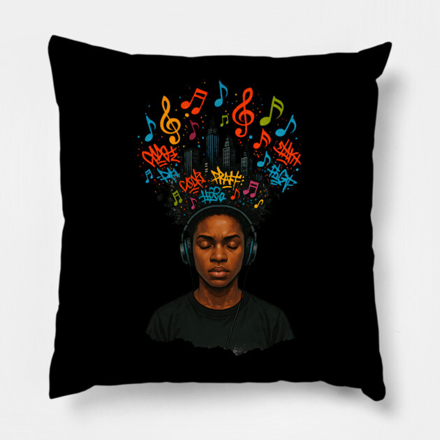 Urban Music Vibes Pillow by UrbanLifeApparel