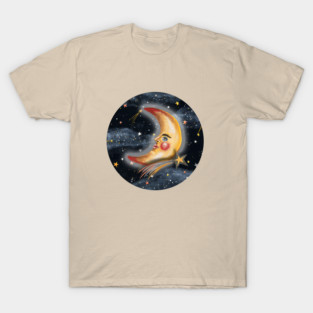 Crescent Moon Man with Shooting Stars T-Shirt