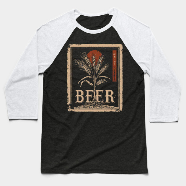 Barley Beer Vintage Brewing Poster Design Baseball T-Shirt by TuncGK