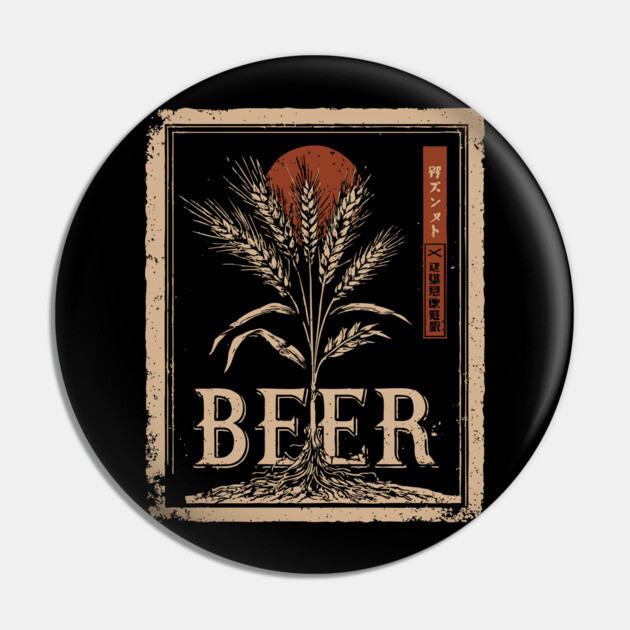 Barley Beer Vintage Brewing Poster Design Pin by TuncGK