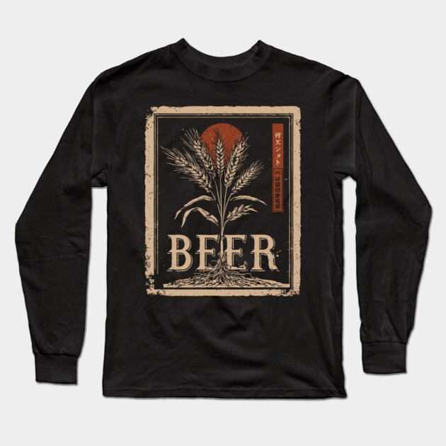 Barley Beer Vintage Brewing Poster Design Long Sleeve T-Shirt by TuncGK