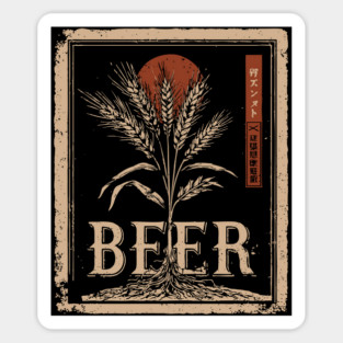 Barley Beer Vintage Brewing Poster Design Sticker