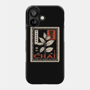 Chai Tea Plant Illustration in Vintage Poster Style Phone Case
