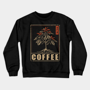 Coffee Plant Botanical Poster with Vintage Style Crewneck Sweatshirt